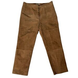 ST JOHNS BAY Vintage Tan Suede Pants Trousers Fully Lined Zipper Boho Size 14